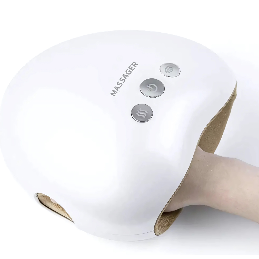 Håndmassager med lufttryk og varme til lindring af spændte og trætte hænder