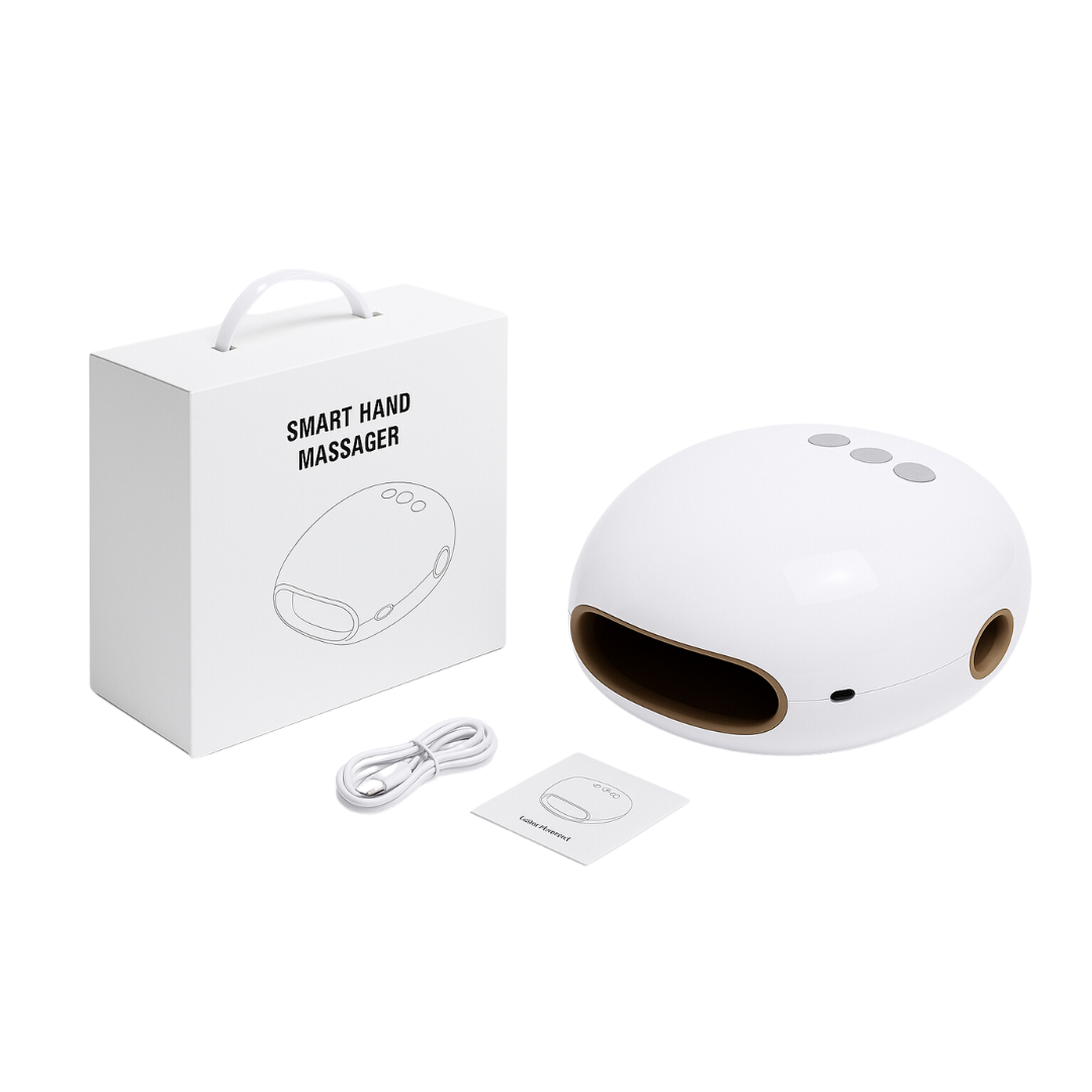 Hvid håndmassager med varmefunktion til daglig afslapning og velvære